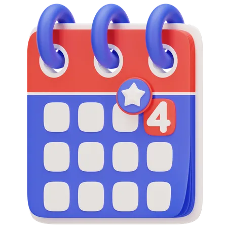 4th Of July Calendar  3D Icon