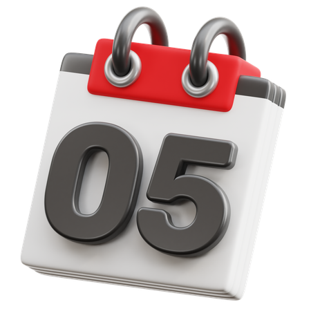 달력 날짜 5  3D Icon