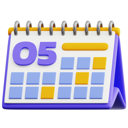 달력 날짜 5  3D Icon