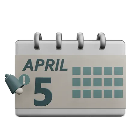 5 April  3D Icon