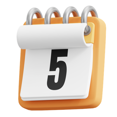 5 Date  3D Icon