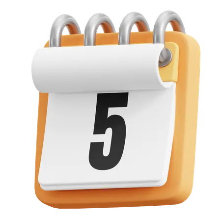 5 Date  3D Icon