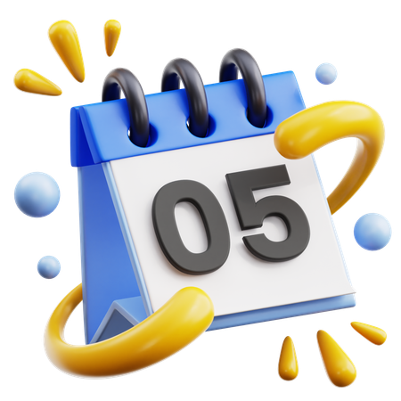 5 Date  3D Icon