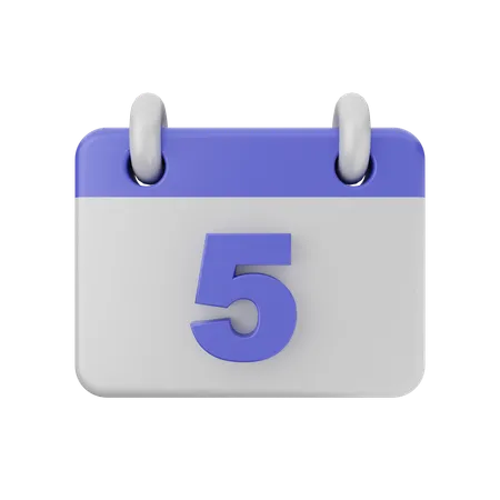 5 Date Calendar  3D Icon