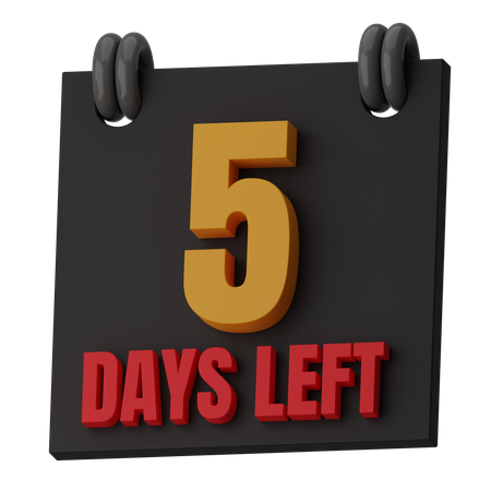 5 Days Left  3D Icon