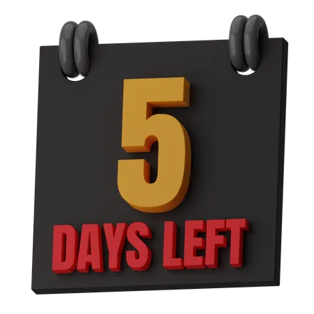 5 Days Left  3D Icon