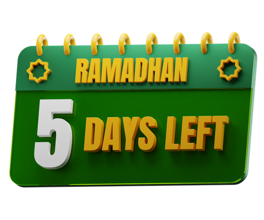 5 Days Left to Ramadan  3D Icon