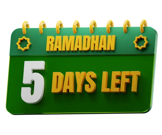 5 Days Left to Ramadan  3D Icon