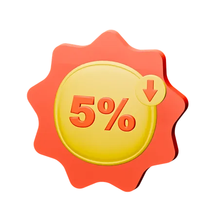 5% Discount Badge  3D Icon