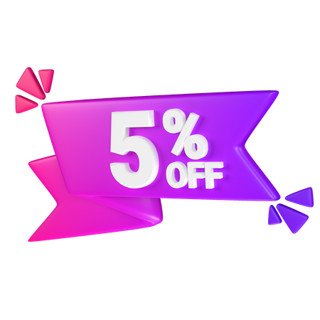 5% Discount Tag  3D Icon