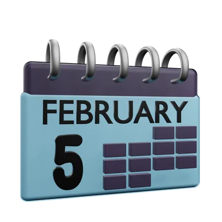 5. Februar Kalender  3D Icon