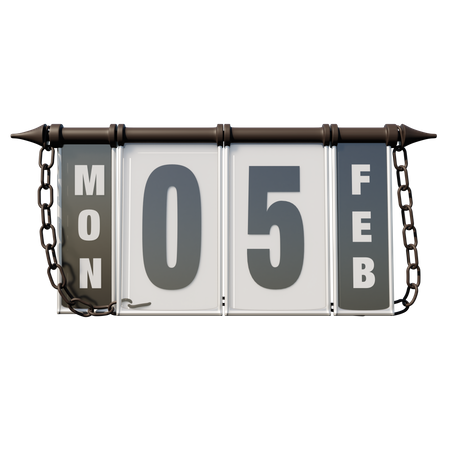 05. Februar Montag  3D Illustration