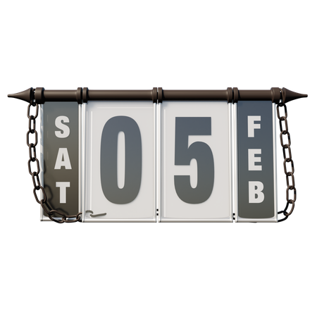 05. Februar Samstag  3D Illustration