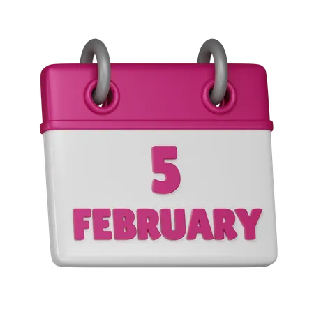 5 February  3D Icon