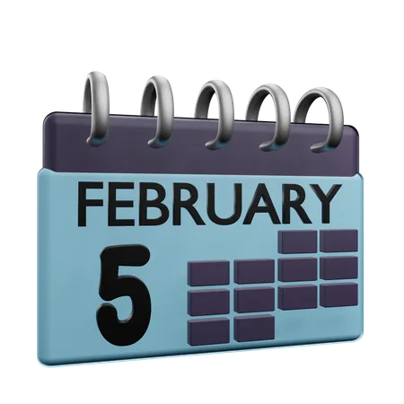 5 February Calender  3D Icon