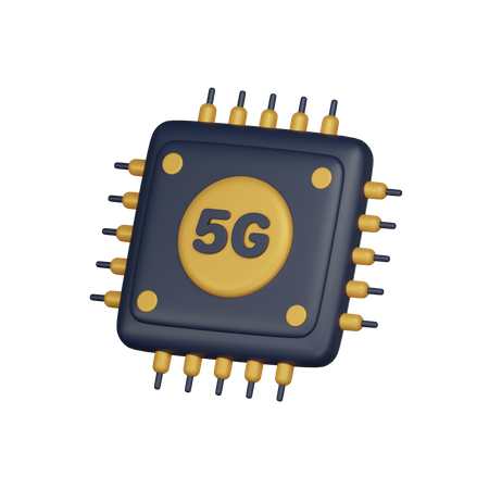 5 G Chip  3D Icon