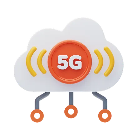 5 G Cloud Network  3D Icon