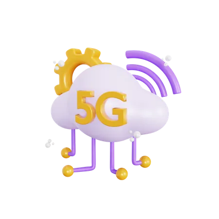 5 G Cloud Network  3D Icon