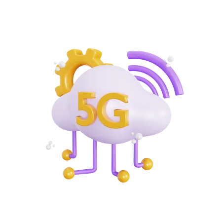 5 G Cloud Network 3D Icon