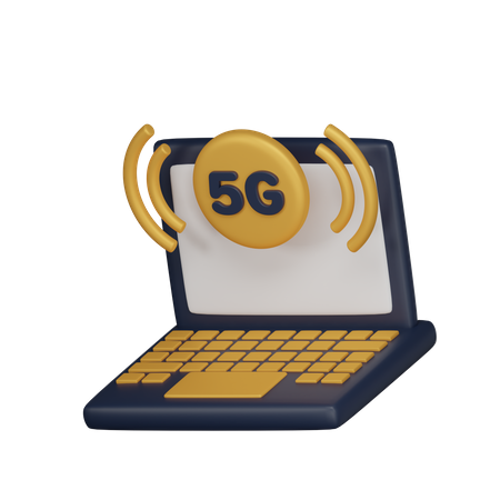 5 G Laptop  3D Icon