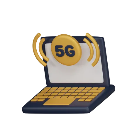 5 G Laptop  3D Icon