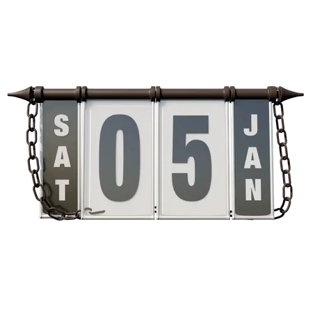 05. Januar Samstag  3D Illustration