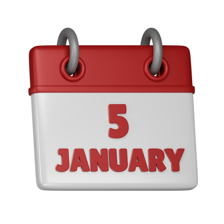 5 January  3D Icon