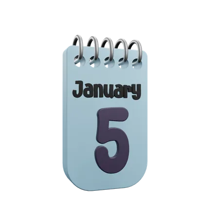 Calendrier du 5 janvier  3D Icon