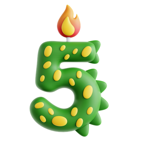 5 bougies mignonnes en forme de dinosaure  3D Icon