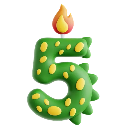 5 bougies mignonnes en forme de dinosaure  3D Icon