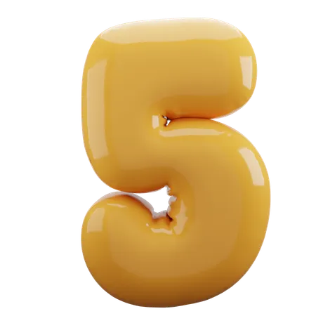 5 Number Balloon  3D Icon