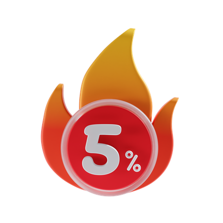 5 Percent  3D Icon