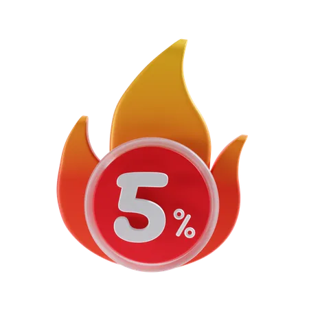 5 Percent  3D Icon