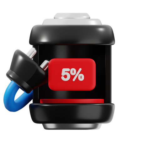 5 Percent Battery  3D Icon