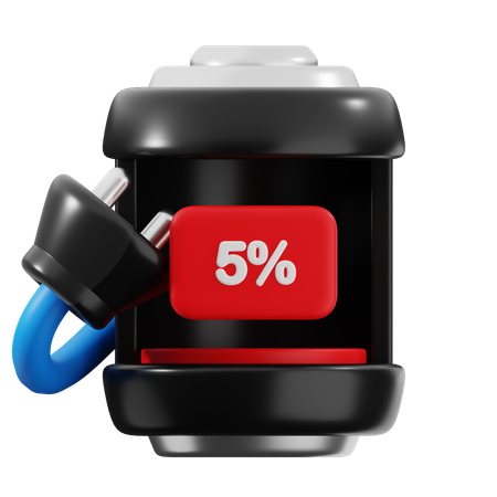 5 Percent Battery  3D Icon
