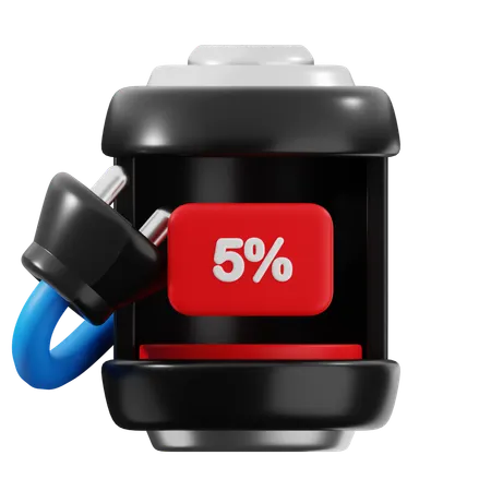 5 Percent Battery  3D Icon