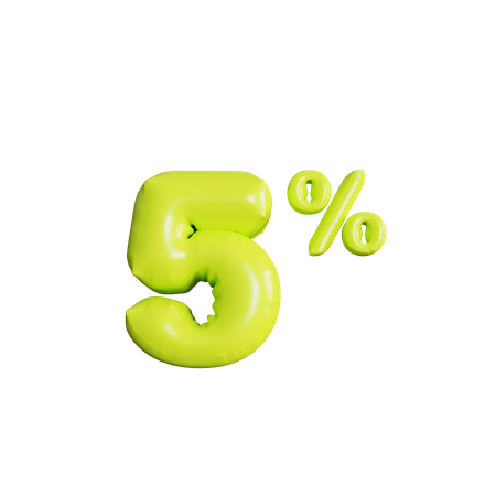 5 Percent Discount  3D Icon