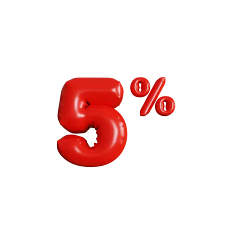 5 Percent Discount  3D Icon