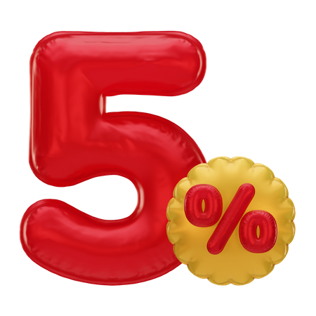 5 Percent Discount  3D Icon