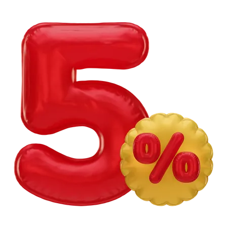 5 Percent Discount  3D Icon