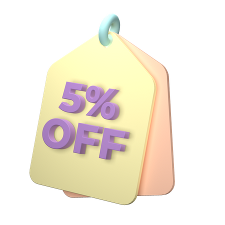 5 Percent Discount 3D Illustration