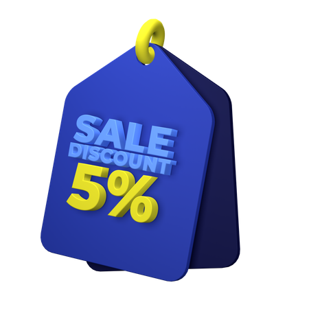 5 Percent Discount 3D Illustration
