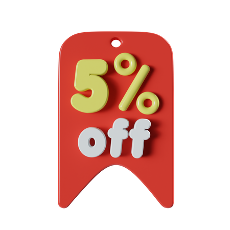 5 Percent Off  3D Icon