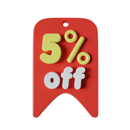 5 Percent Off  3D Icon