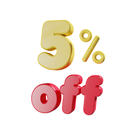 5 Percent Off  3D Icon