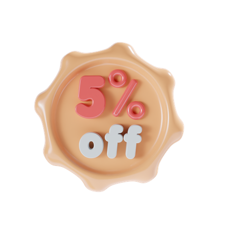 5 Percent Off  3D Icon