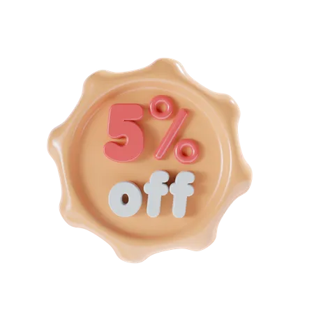 5 Percent Off  3D Icon