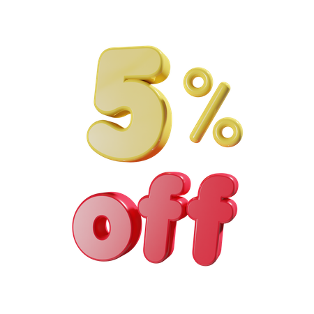 5 Percent Off  3D Icon