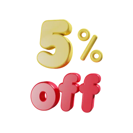 5 Percent Off  3D Icon
