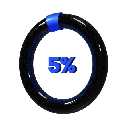 5 Percent Pie Chart  3D Illustration